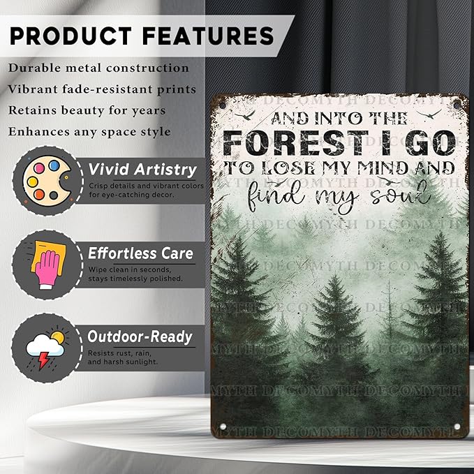 Vintage Sign And Into The Forest I Go to Lose My Mind and Find My Soul Hiking Girl Retro Metal Tin Sign for Home Coffee Wall Decor 12 * 16inch-StrideForce Fitness