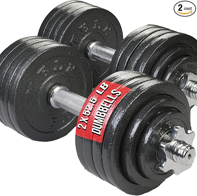 TELK – Adjustable Dumbbell Set – Home Gym Weight Set with Baked Enamel Cast Iron Plates – Space-Saving Free Weights for Strength Training-StrideForce Fitness