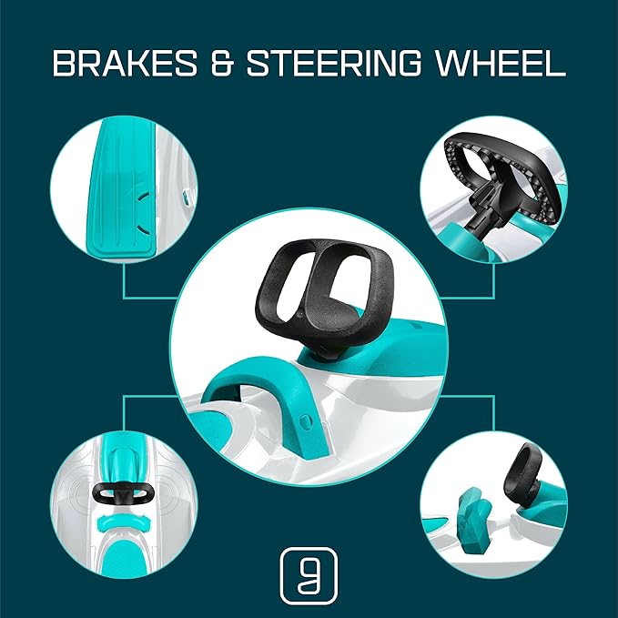 Snow Sled for Kids, Adults - Toboggan Sled, Easy Turning Steering Wheel, Anti-Slip Seat, Pull Up Brake, Durable Plastic Sled, Lightweight, Snow Sleds, Age 3+ 260 lbs-StrideForce Fitness