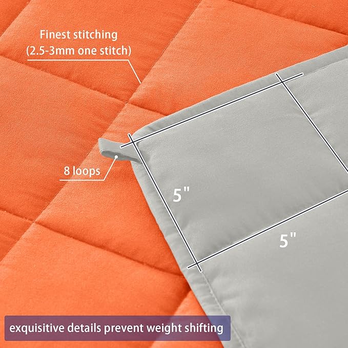 yescool Weighted Blanket (10 lbs, 41" x 60", Orange) Cooling Heavy Blanket for Sleeping Perfect for 90-110 lbs, Breathable Blanket with Premium Glass Bead, Machine Washable-StrideForce Fitness