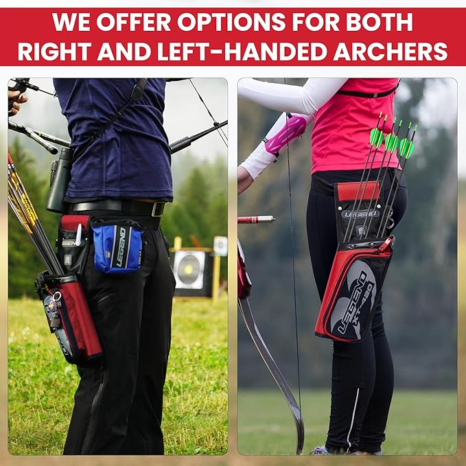 Legend XT420 Field Quiver - Left or Right-Handed Quiver Arrow Holder, Archery Quiver with 3 Arrow Tube, Durable Nylon Hip Quivers with Multiple Pockets for Archery Accessories, Score Card & Tools-StrideForce Fitness