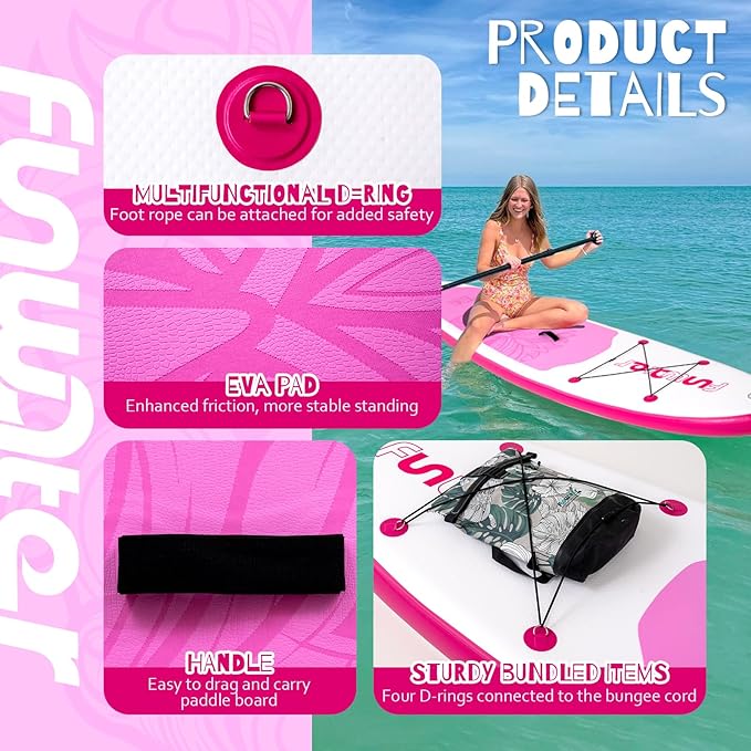 FunWater Inflatable Ultra-Light Stand Up Paddle Board for All Skill Levels with Premium SUP Paddleboard Accessories,Non-Slip Comfort Deck for Youth & Adults-StrideForce Fitness