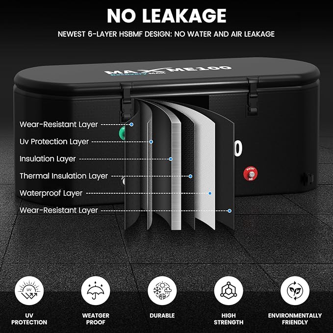 MAXME100® Ice Bath Cold Tub For Athletes, XXL Ice Plunge Tub, Cold Plunge Tube With Step, Water Chiller Compatible, Portable, Inflatable, Outdoor, Indoor (Recovery)-StrideForce Fitness