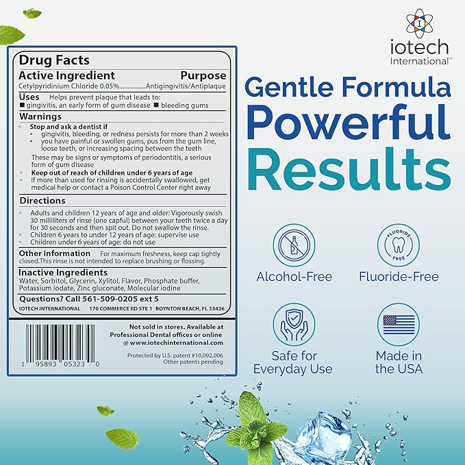 ioRinse Ultra: The Most Dentist-Recommended Periodontal Rinse & Gum Mouthwash of its Kind. Fights Gingivitis, Bleeding Gums, Dental Plaque & Bad Breath. With Molecular Iodine & Xylitol. No Alcohol. 1L