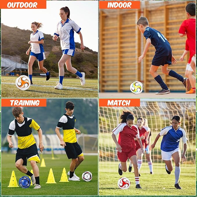 12 Pcs Soccer Balls for Teen Adult Bulk Deflated Soccer Ball with Pump Size 5 Indoor Outdoor Training Practice for School Sports Game Birthday Gifts Party Back to School-StrideForce Fitness