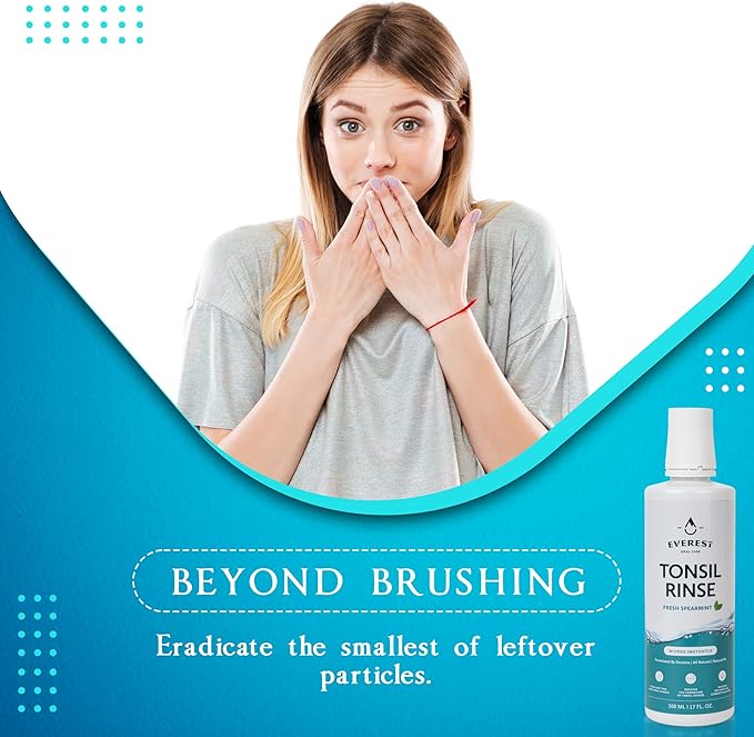 Everest Mouth Wash & Tonsil Stone Remover – Natural Mouthwash or Oral Rinse Liquid to Help Soothe Tonsils, Fight Bad Breath, & Relieve Dry Mouth – Paraben & Alcohol Free Mouthwash