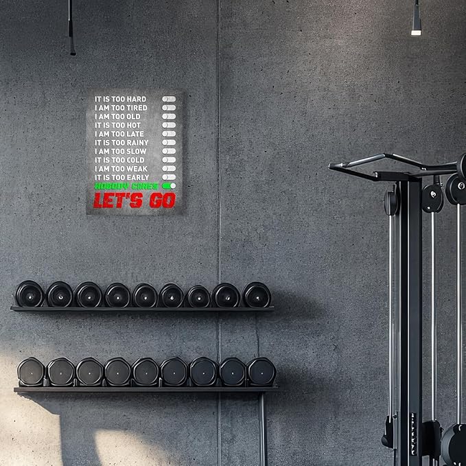 Gym Quotes Wall Art,Inspirational Workout Wall Decor,Let's Go Canvas Wall Art for Home Gym Exercise Fitness Room-StrideForce Fitness