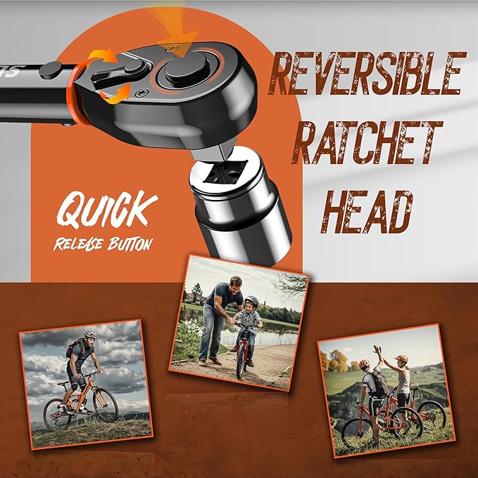 SUZUME 46PCS Bike Torque Wrench Set (20-220 in.lb/2.3-24.9 N.m) ±3% High Accuracy 72 Tooth Click Torque Wrench Set Reversible Head Dual-Scales 1/4 Torque Wrench For MTB Bicycle Maintenance-StrideForce Fitness