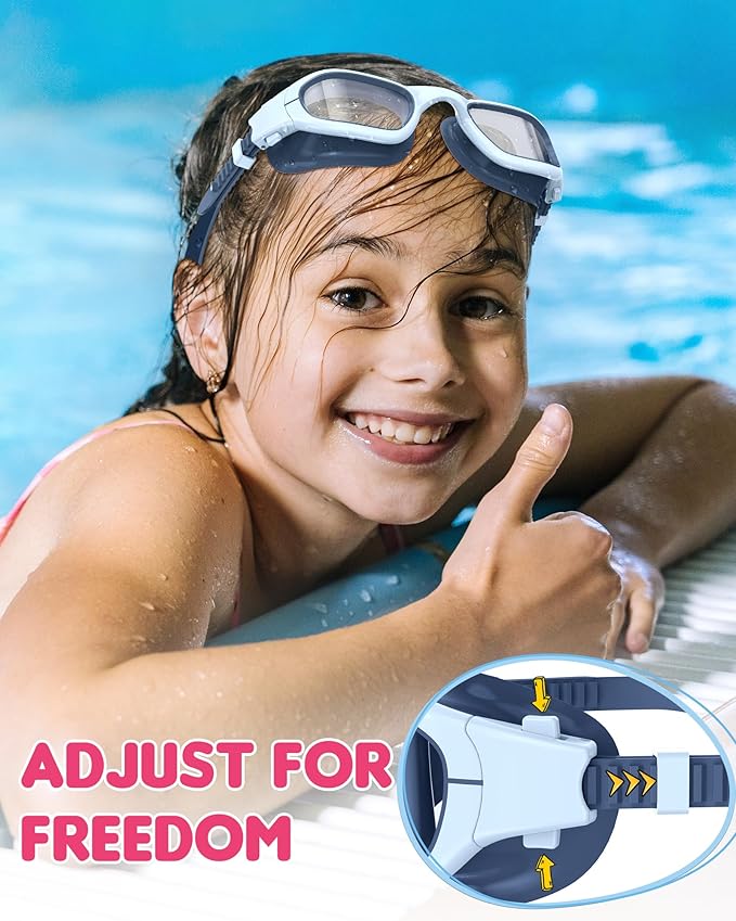 Kids Swim Goggles,Swimming Goggles for Kids 6-14, Anti-Fog UV Protection Pool Glasses for Boys Girls-StrideForce Fitness