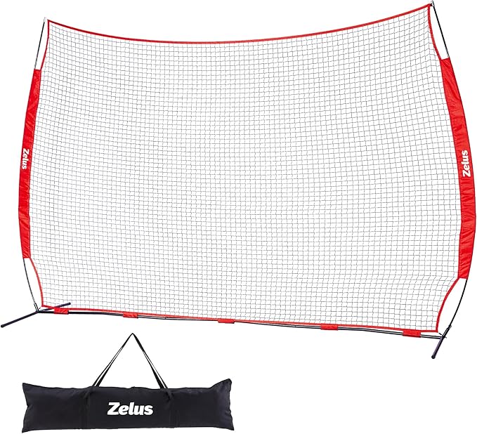 ZELUS Collapsible Barricade Backstop Net 12x9 ft, Net for Lacrosse, Baseball, Basketball, Soccer, Field Hockey and Softball Practice Barrier, Portable Hitting Net for Backyard, Park, with Carry Bag-StrideForce Fitness