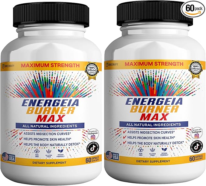 Energeia Burner Max, Natural Supplement, 60 Capsules, All Natural Ingredients, Vegan, Gluten Free (2)-StrideForce Fitness