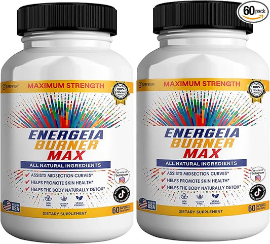 Energeia Burner Max, Natural Supplement, 60 Capsules, All Natural Ingredients, Vegan, Gluten Free (2)-StrideForce Fitness