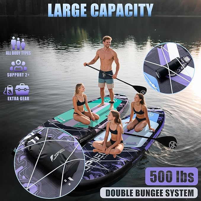 UPWELL 11'6"×35" Extra Wide Inflatable Paddle Board, Stand Up Paddle Board for Youth & Adults, Stable Design, Premium SUP Accessories, 120L Backpack, 10L Dry Bag, Paddle, Leash, Hand Pump, US Fins-StrideForce Fitness