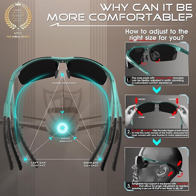 ATTCL Men's Sports Polarized Sunglasses Men for Driving running Fishing Golf - UV Protection Sun glasses Metal Frame-StrideForce Fitness