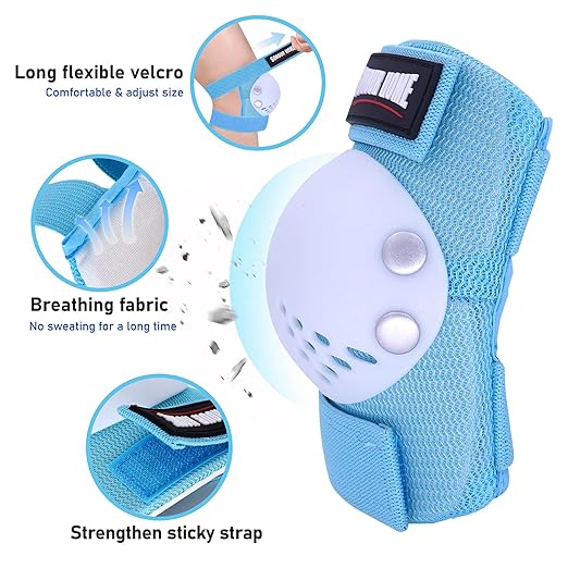 Youth/Kids Knee Pads Elbow Pads Wrist Guards Protective Gear Set for 3-15 Years Child Roller Skates, Skateboard, Cycling, Inline Skating, BMX Bike, Balance Bike, Scooter Riding and Other Outdoor Sports-StrideForce Fitness