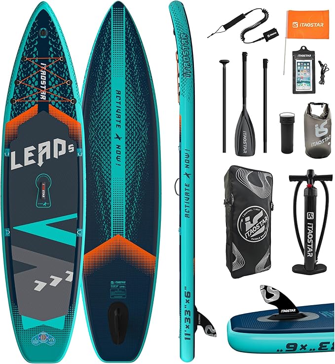 Lead 11‘ x 33" / 12’×35" Inflatable Stand Up Paddle Board - Premium SUP Board Kit - Ultra Stable Paddleboard for Adults & Youth - All Skill Levels - for Lakes, Oceans-StrideForce Fitness