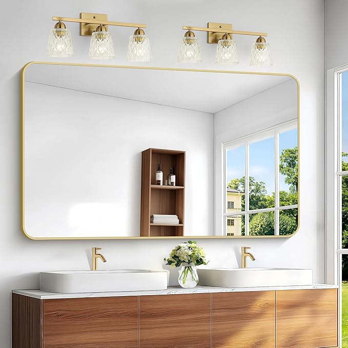 Gold Bathroom Mirror,60x36 inch Wall Mirror for Bathroom Wall Mounted,Round Rectangle Mirror for Bathroom Over Sink,Modern Frame for Home Decor Living Room,Bedroom Entryway,Horizontal/Vertical-StrideForce Fitness