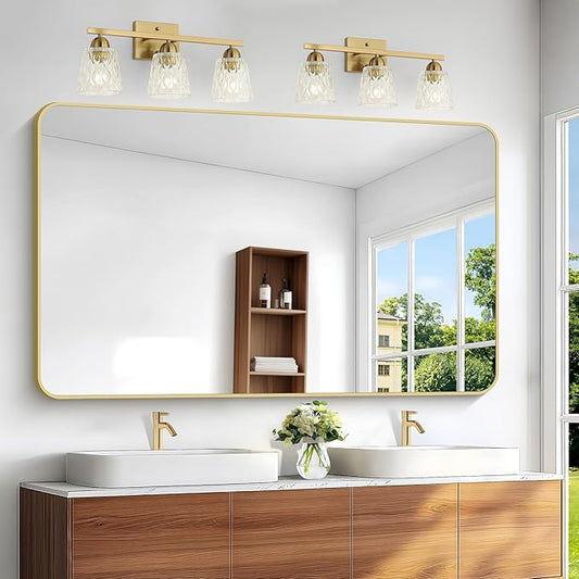 Gold Bathroom Mirror,60x36 inch Wall Mirror for Bathroom Wall Mounted,Round Rectangle Mirror for Bathroom Over Sink,Modern Frame for Home Decor Living Room,Bedroom Entryway,Horizontal/Vertical-StrideForce Fitness