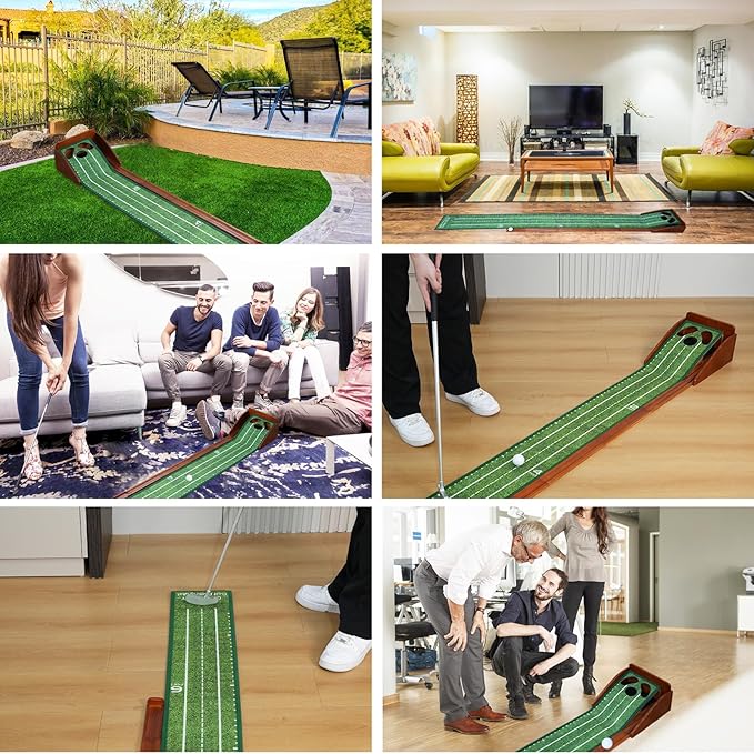 Putting Green Indoor,Golf Putting mat with Auto Ball Return – Premium Golf Putting Mat for Home, Office, or Outdoors – Perfect Golf Gift for Men & Women, Practice Anywhere-StrideForce Fitness