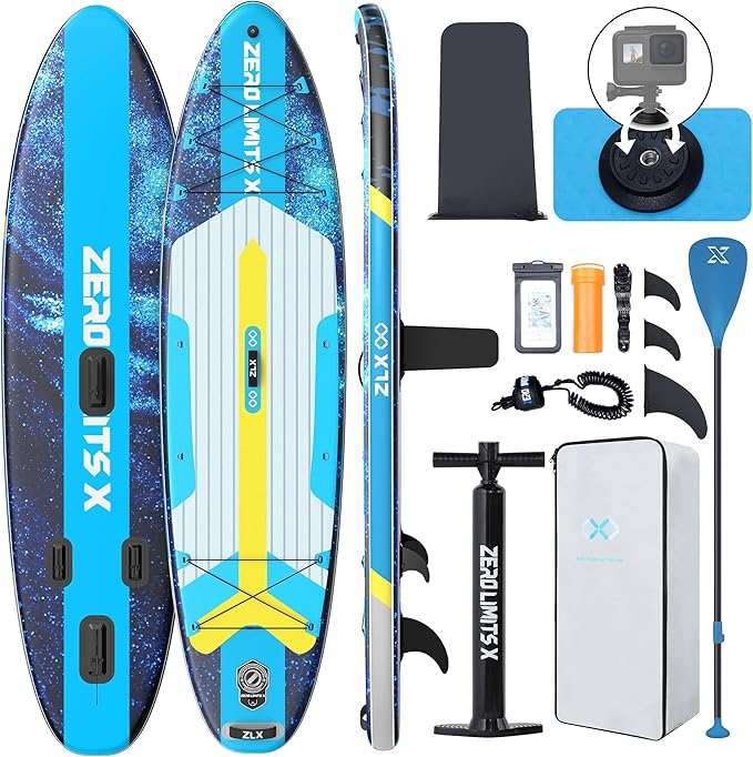 ZLX Inflatable Stand Up Paddle Board, 10'6" SUP Non-Slip Stable Deck Pad, Unique Center Fin, Premium Accessories, Portable Paddleboard for Adults, Beginners, All Skill Levels-StrideForce Fitness