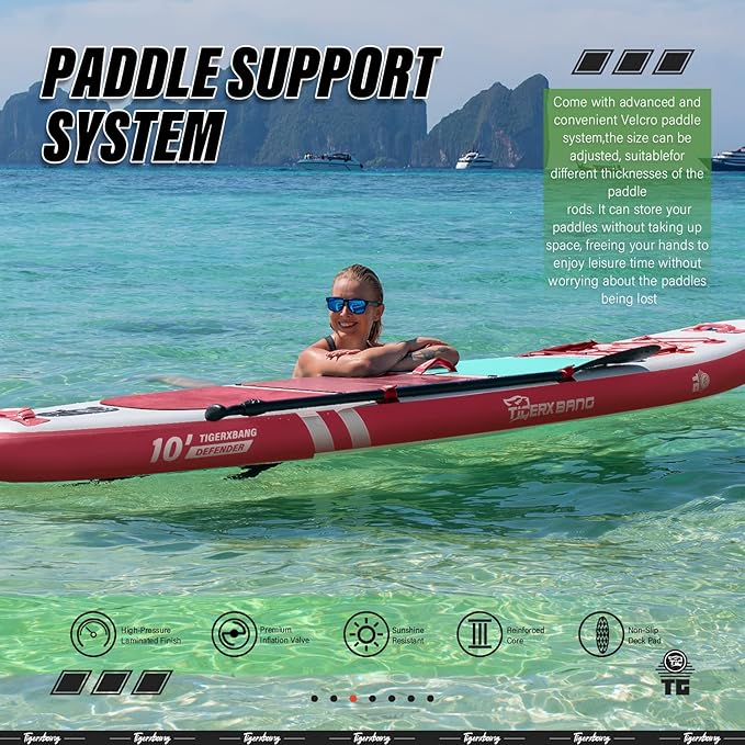 Inflatable Paddle Board with Premium SUP Board Accessories, Allround Paddle Boards for Adults/Kids,Stand Up Paddle Board Defender Collection-StrideForce Fitness