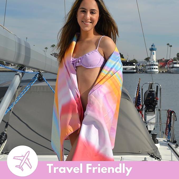 ECCOSOPHY Microfiber Beach Towel - Sand Free Towels are Quick Dry, Light Weight, Super Absorbent - Perfect Pool, Travel, Cruise, Camping Essentials - Oversized Extra Large for Adults 71x35 in-StrideForce Fitness
