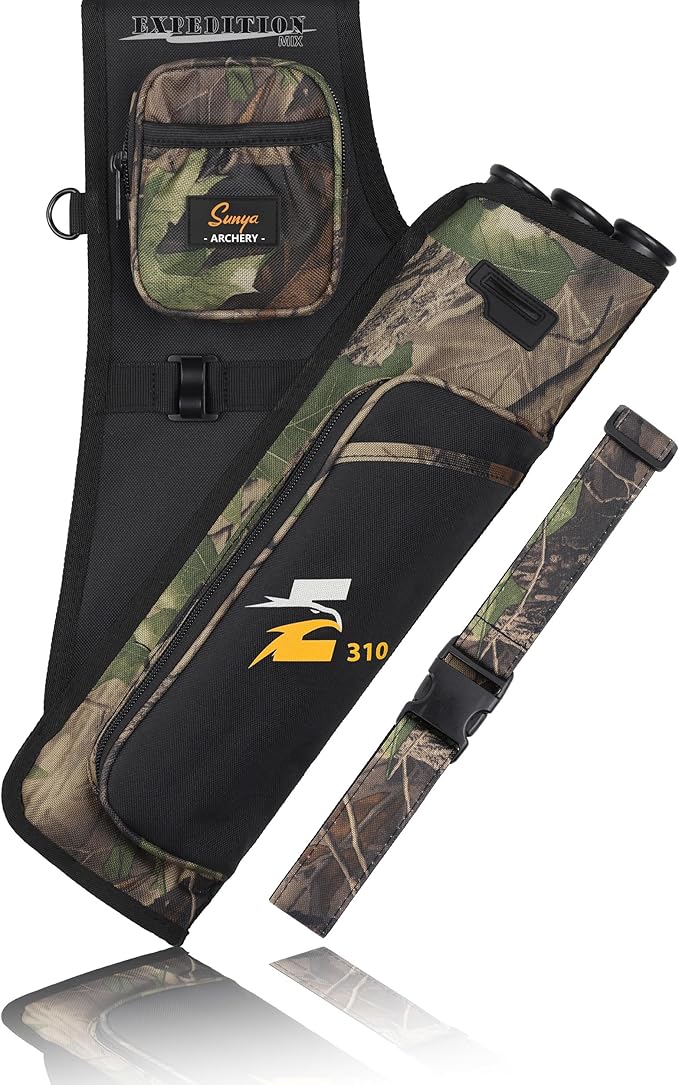 SUNYA Archery Hip Quiver for Arrows. Includes 3 Tubes Arrow Holder, Accessories Pockets and Waist Belt. Fit for Compound and Recurve Bow Practice.-StrideForce Fitness