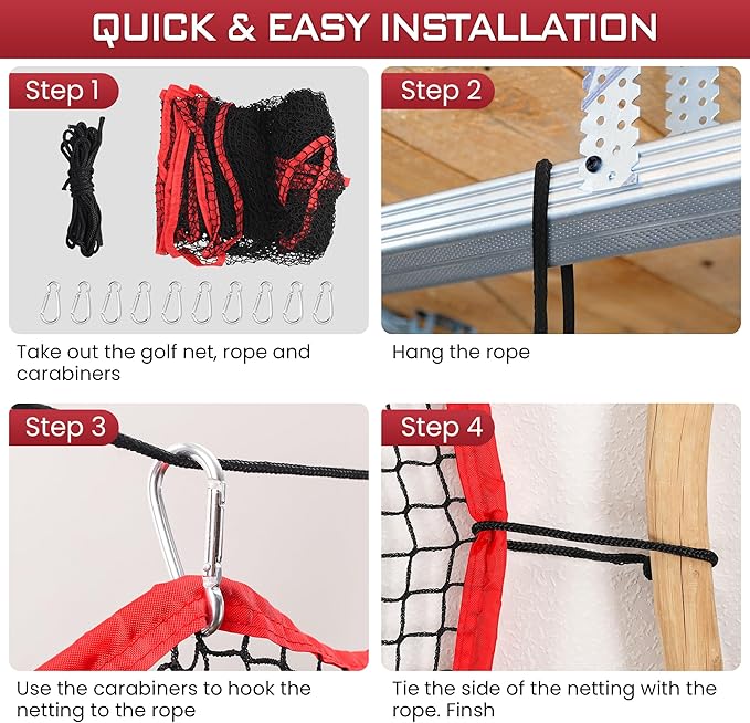 Golf Netting, 10ft, 15ft, 20ft Sports Netting - Heavy Duty High Impact Multi-Sport Practice Net for Golf, Baseball, Soccer, Hockey, Lacrosse, Backyard Driving & Training Barrier-StrideForce Fitness