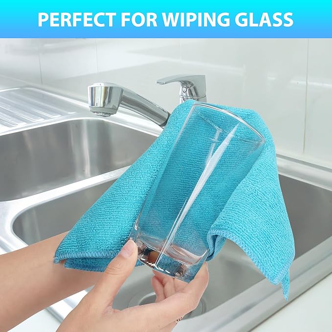 Microfiber Cleaning Cloth, Pack of 15, Lint Free, Absorbent, Streak Free, Non-Abrasive, Reusable and Washable，Cleaning Towels with 5 Color Assorted,11.5"X11.5"(Green/Blue/Yellow/Pink/Grey)-StrideForce Fitness