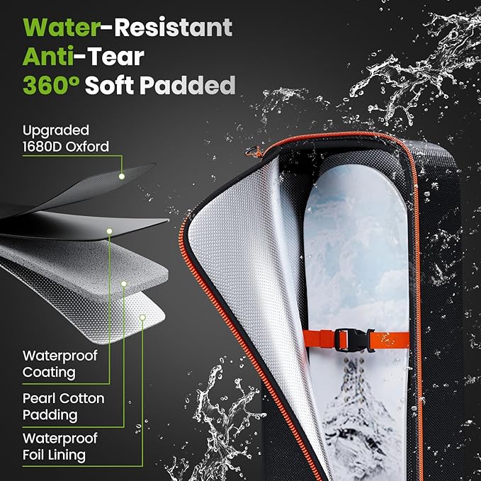Padded Snowboard Bag, Waterproof Snowboard Travel Bags for Air Travel Flying - 1680D Reinforced, with Mesh Pocket, Ski Pole Pocket-StrideForce Fitness