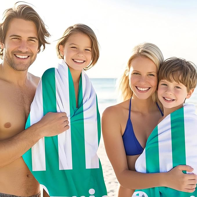 JML Personalized Beach Towel with Name, Custom Cabana Stripe Beach Towel, Customized Microfiber Pool Towel, Quick Dry & Absorbent Swim Towel for Adult,Mother's Day, Birthday, Summer Holiday,Vacation-StrideForce Fitness