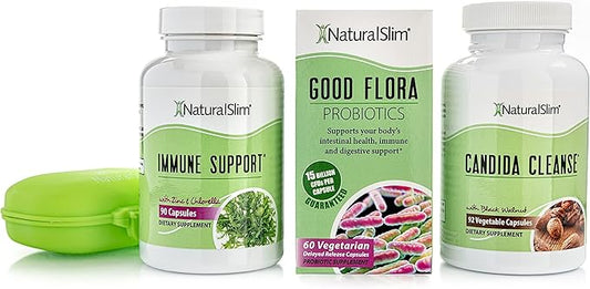 NaturalSlim Candida Cleanse Support Supplements Bundle - Candiseptic Kit Anti Overgrowth, Gut & Colon Cleansing Capsules - Formulated by Frank Suarez (1 Pack)-StrideForce Fitness