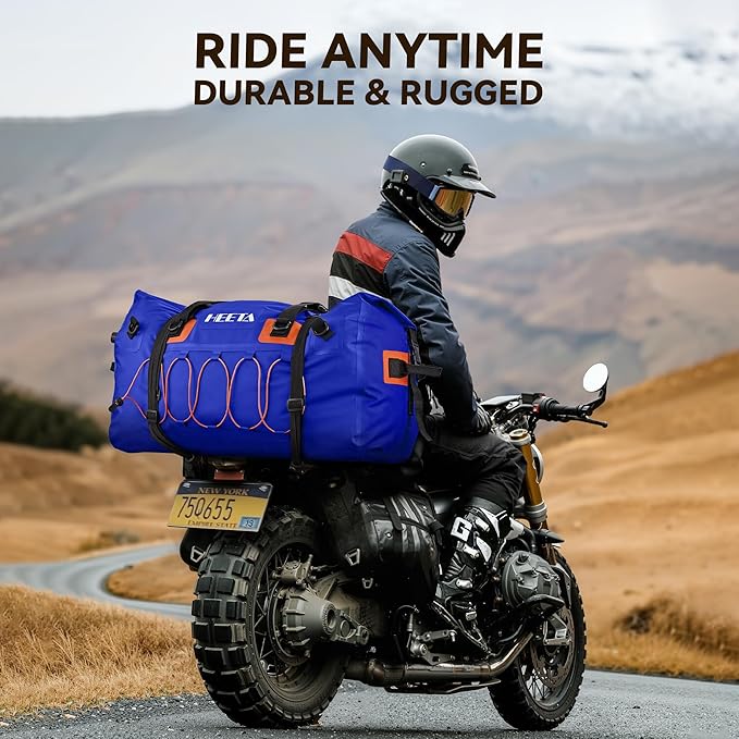 HEETA Waterproof Duffel Bag Motorcycle Dry Bag Backpack, 60L/80L Extra Large Rolltop Travel Duffle Bags with Straps & Handles for Kayaking Rafting Boating Canoeing Camping Gym Beach Cruise Ship-StrideForce Fitness