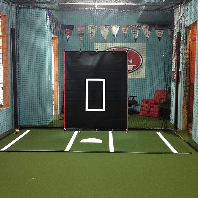 Baseball Batting Cage Backstop with Strike Zone Target - Heavy Duty 4x6/6x8FT PVC Backstop Net for Pitching Practice Backyard Training-StrideForce Fitness