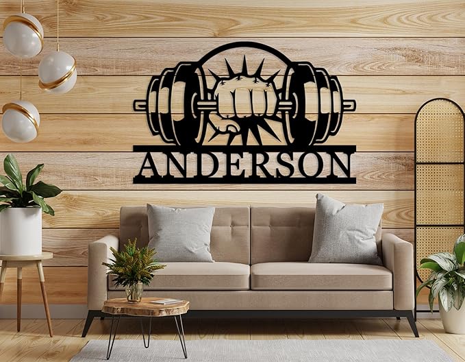 Personalized Last Name Sign for Home, Home Gym Sign, Fitness Name Signs, Custom Gym Metal Signs, Gift for Dad, Birthday Gift-StrideForce Fitness