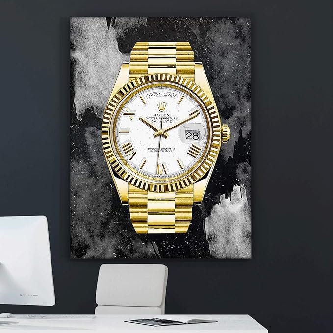 SuccessHunters Luxury Gold Watch Canvas Print Office Wall Decoration Home Decor Modern Art Prints Inspiration Motivation Inspire Entrepreneur Quote Inspirational Motivational House Decal (24" x 18")-StrideForce Fitness