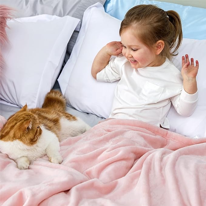 Bedsure Bedding Fleece Blanket for Girls and Boys - Soft Cozy Cute Small Throw Blankets for Travel, 43x55 Inches, Pink-StrideForce Fitness