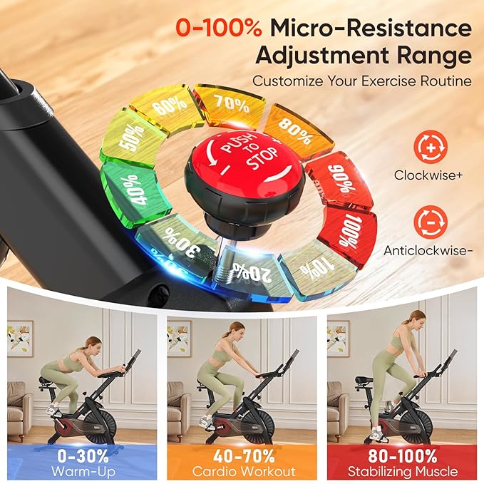 Exercise Bike, Stationary Bike for Home/Indoor Cycling Bike Silent Belt Drive, Stationary Bike with 300lbs Weight Capacity w/Comfortable Seat Cushion & Tablet Mount-StrideForce Fitness