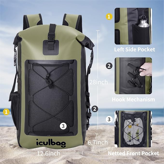 Dry Bags Waterproof Backpack for Women Men Travel Dry Bag Backpack Warterproof Bag for Kayaking Beach Boating 30L/40L-StrideForce Fitness