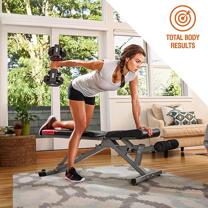 SKOK 25/55 lbs Pair Adjustable Dumbbells Set, Adjustable Weights Dumbbells Set for Men and Women with Anti-Slip Fast Adjust Weight by Turning Handle,Black Dumbbell with Tray-StrideForce Fitness