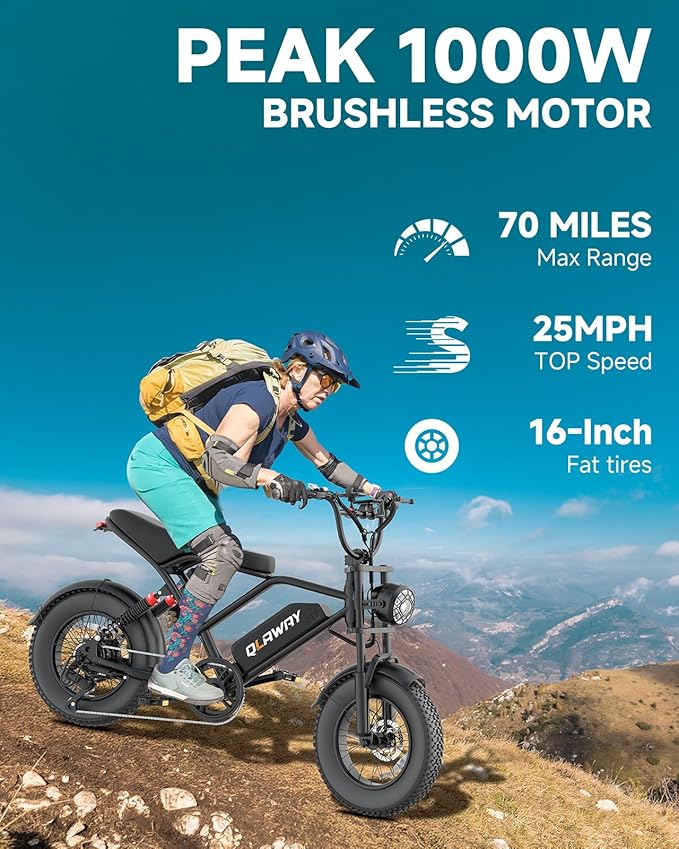 500W/750W Fat Tire Electric Dirt Bike for Adults, 48V 13.5AH/18AH Removable Battery 16"/20" Electric Motorcycle Ebikes with 31MPH Top Speed, 40-70 Miles Range, Full Suspension-StrideForce Fitness