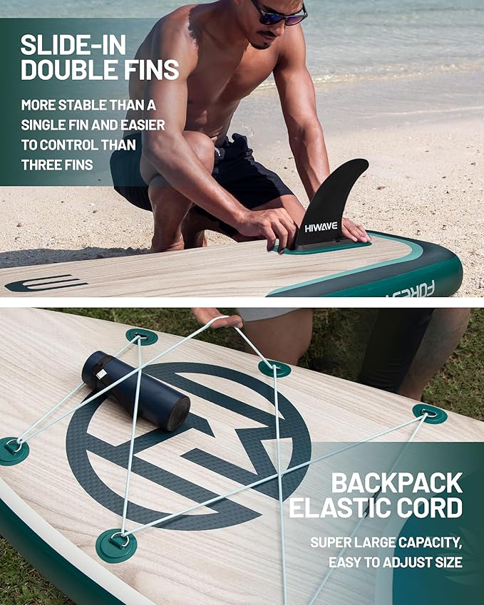 Inflatable Paddle Board 11 '* 34 "* 6" Extra Wide Sup Board, 420lb Capacity Paddle Board for Adults, Suitable for Sea and Lakes, 2+1Family Board-StrideForce Fitness