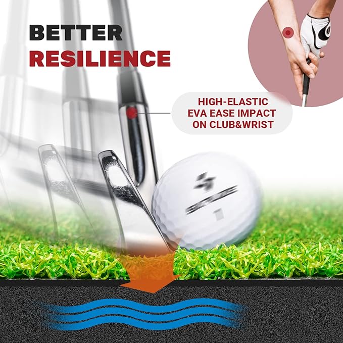 SAPLIZE Foldable Heavy-Duty Golf Hitting Mat, Practice Mat with 10mm EVA Rubber Backing, Larger Size for Indoor/Outdoor Swing and Chipping Practice, Anti-Deformation-StrideForce Fitness