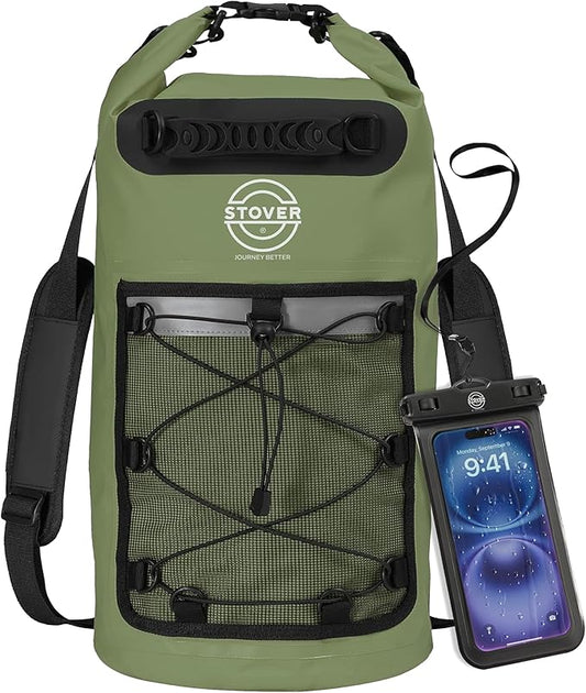 STOVER 5/10/25/30/40/55L Waterproof Backpack- Floating Dry Bag for Kayaking, Travel, Beach, Hiking, & Camping, Men/Women-StrideForce Fitness