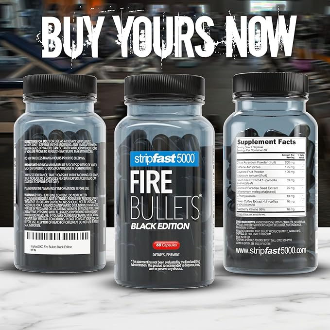 stripfast5000 Fire Bullets Black Edition Max Strength for Women and Men - Pack of 1-StrideForce Fitness
