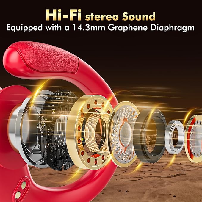 Wireless Earbuds, Sports Bluetooth Headphones, 80Hrs Playtime Ear Buds with LED Power Display, Noise Canceling Headset, IPX7 Waterproof Earphones for Workout/Running (Red)-StrideForce Fitness