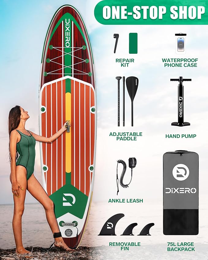 Inflatable Stand Up Paddle Board with SUP Accessories, Anti-Slip EVA Deck, 11'*33" Inflatable Paddle Boards for Adults & Youth of All Skill Levels-StrideForce Fitness