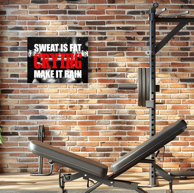 OTINGQD Inspirational Gym Wall Decor,Fitness Quotes Wall Art,Sweat is Fat Crying Canvas Wall Decor for Home Gym-StrideForce Fitness