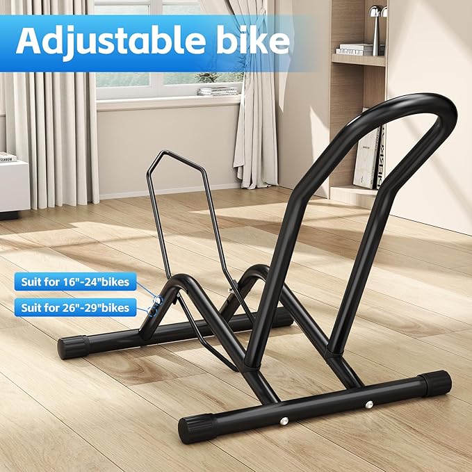 Bike Floor Stand Indoor Bike Stand for Garage/Home,Adjustable Bicycle Parking Stand Fit for 16"-29" Wheel Mini/Mountain/Road Bikes Heavy Duty Metal (Size-01)-StrideForce Fitness