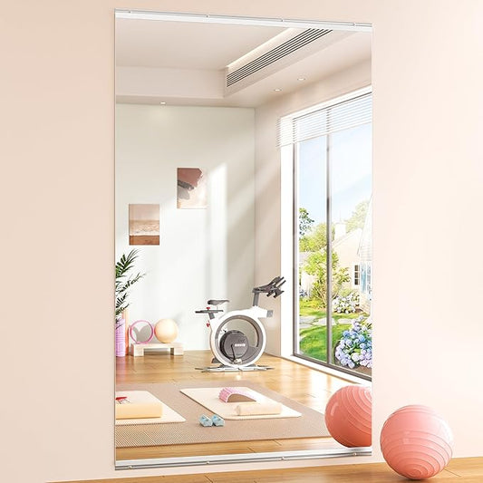 Hasipu Home Gym Mirror 95" L x 39" W - 1PC Large Full Body Mirror for Yoga, Wall-Mounted Mirrors for Fitness, Garage, Dance Studio, 0.16in Tempered Glass Frameless-StrideForce Fitness